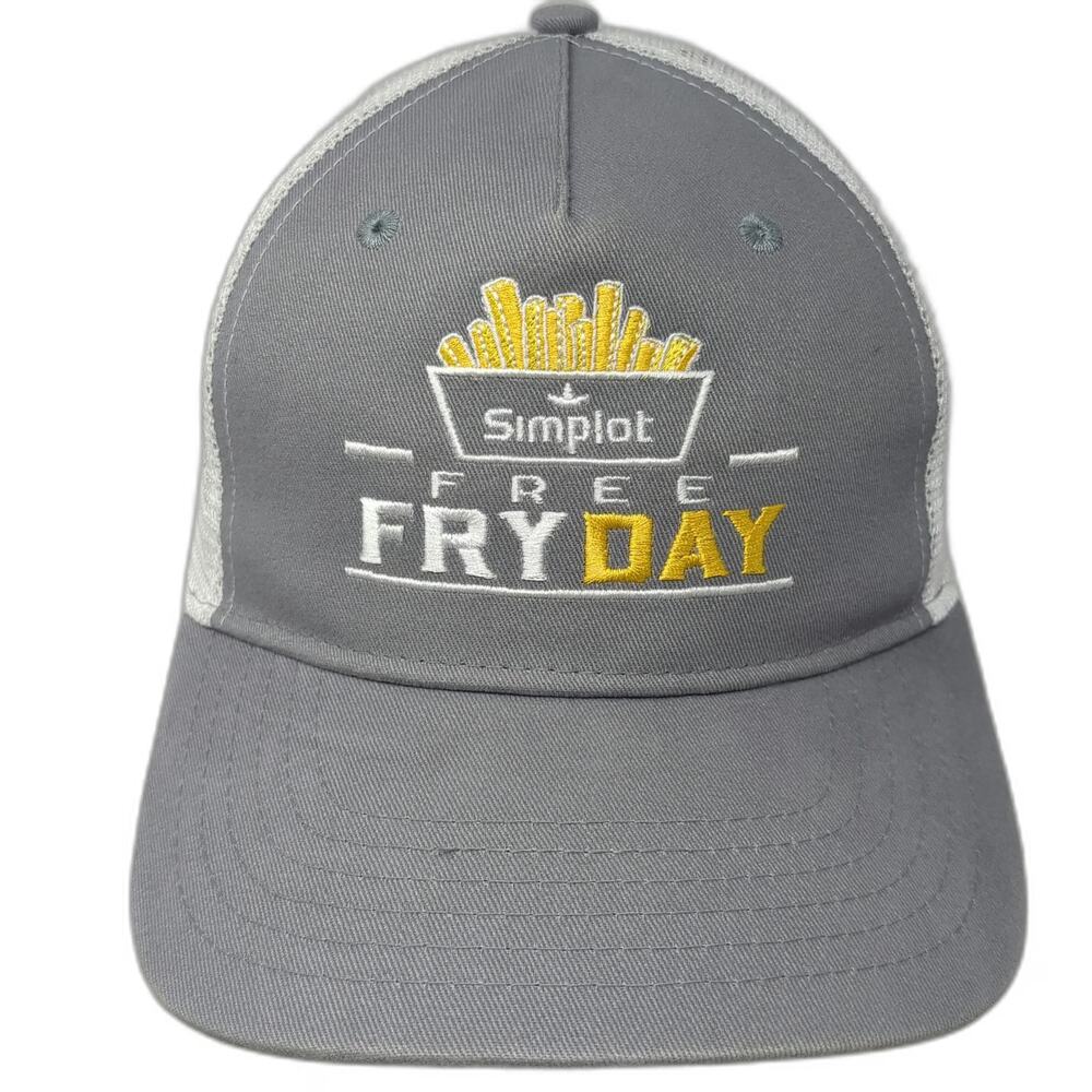 Quake City Caps Trucker Hat Gray One Size Simplot Free Fry Day Mesh Back hat